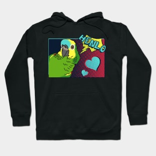 Henlo Blue Fonted Amazon Parrot Comic Hoodie